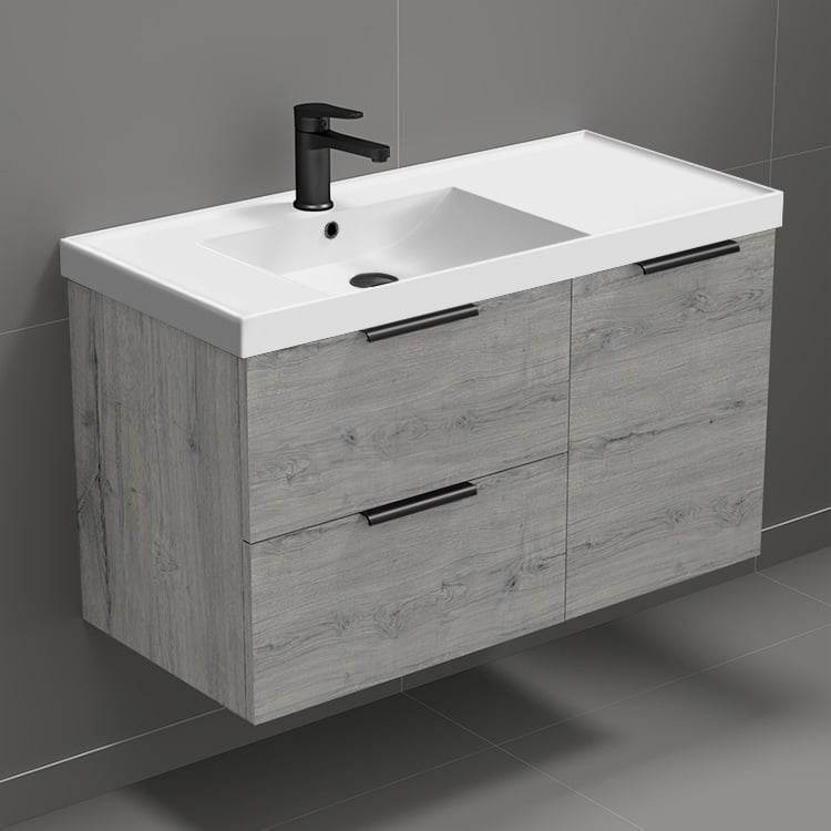 Nameeks LISBON4 36 Inch Bathroom Vanity, Grey Oak